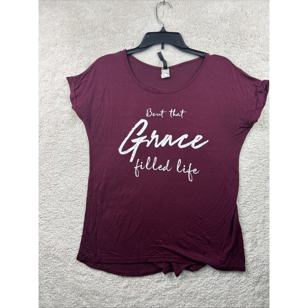 Women Lovely Souls Graphic Tshirt Small Bout That Grace Filled Life Wine/Purple